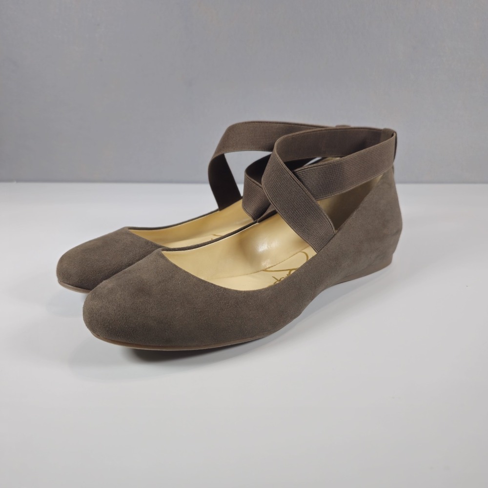 Jessica Simpson Mandayss Flats‎ Womens 9.5M Taupe Brown Ankle Strap Shoes